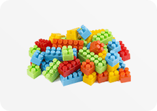 Plastic building blocks molded for toy brands