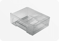 Crystal polystyrene appliance drawer molded by Tawplast